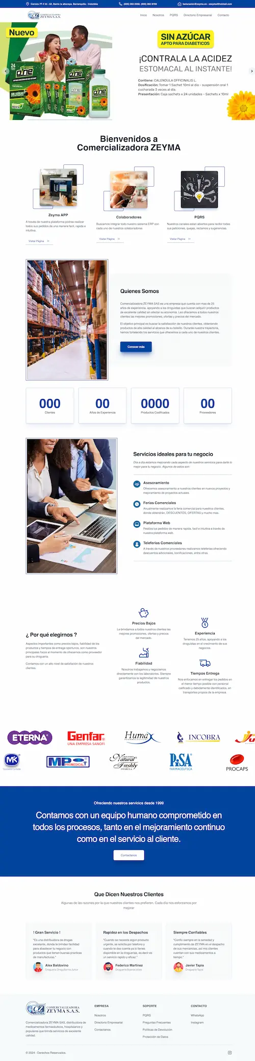 Página web Comercializadora ZEYMA SAS